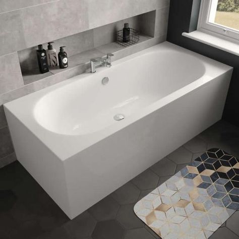 The White Space Magnus 1700 x 800mm Double Ended Bath | Victorian Bathrooms 4 U™ Victorian Bathrooms, Straight Baths, Double Ended Bath, Victorian Bathroom, Bath Panel, Bath Taps, Big Bathrooms, Free Standing Bath, Traditional Bathroom