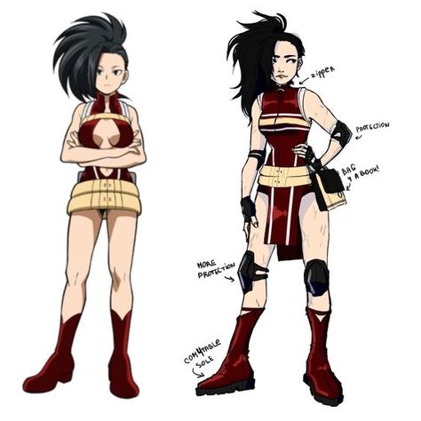 Mha Momo Costume Redesign, Momo Costume Redesign, Momo Yaoyorozu Hero Costume Redesign, Mha Characters Hero Costumes, Katsuki And Mirko, Momo Yaoyorozu Costume Redesign, Mha Character Redesign, Shinso Hero Costume, Shiloh And Bros Fanart