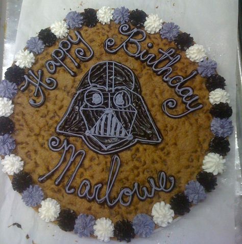 Star Wars Cookie Cake Ideas, Star Wars Cookie Cake, Cake Mix Donuts Recipe, Cake Mix Donuts, Cake Pop Bouquet, Cake Mix Cupcakes, Cake Mix Cookie Bars, Cookie Cake Designs, Mrs Fields