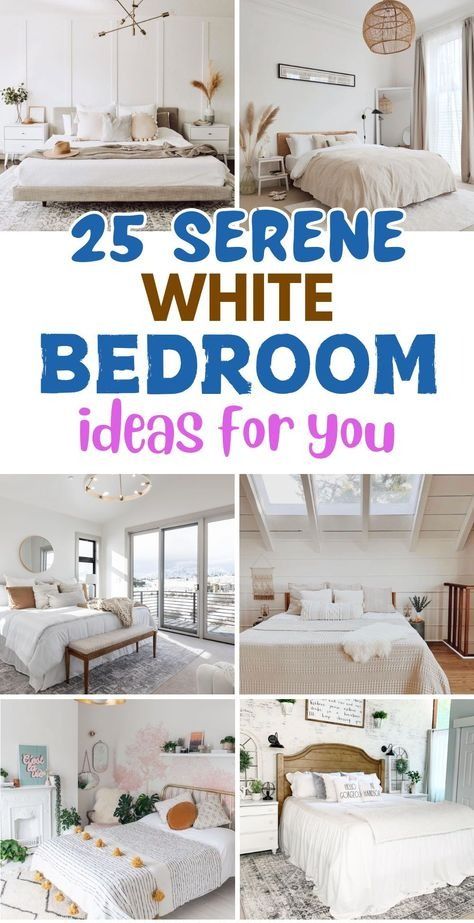 White Modern Master Room, White Platform Bedroom Ideas, All White Bedroom With Pops Of Color, All White Bedroom Ideas, Bedroom Inspirations White, White Bedroom Walls, White Bedroom Decor Ideas, Welcoming Bedroom, Luxe Bedding