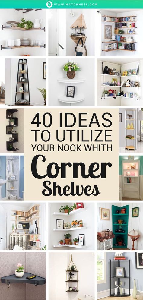 Corner Shelves For Bathroom, Decorating Corner Walls, Corner Bedroom Shelves, Corner Shelf Decor Bedroom, Corner Shelf Bathroom Decor, Kitchen Corner Shelf Decor Ideas, How To Style A Corner Shelf, Corner Shelves In Bathroom, Small Room Shelf Ideas