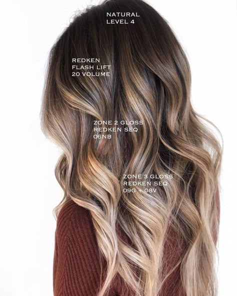 Hair Formulas, Rambut Brunette, Redken Hair Color, Redken Hair Products, Color Formulas, Hair Color Formulas, Brunette Balayage, Balayage Blonde, Brunette Balayage Hair