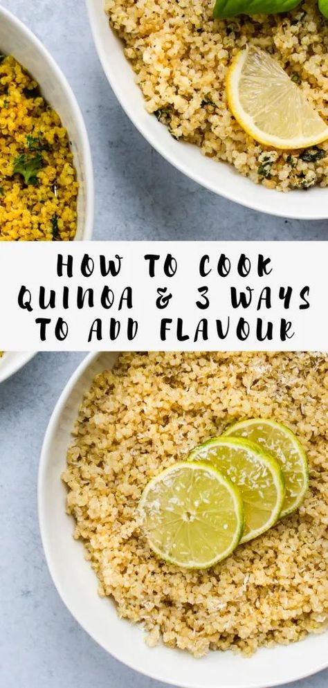 Learn how to cook quinoa and season quinoa perfectly with these 3 easy recipe options: turmeric cumin, lemon basil, and coconut lime! Delicious Quinoa Recipes, Kinoa Recipes, Season Quinoa, Easy Quinoa Recipes, Quinoa Recipes Side Dish, Walder Wellness, Quinoa Recipes Easy, Cook Quinoa, Quinoa Recipes Healthy