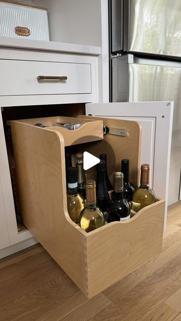 Beverage Cabinet, Wine Fridge Cabinet, Buffet With Wine Rack, Wine Cabinet Design, Built In Sideboard, Alcohol Storage, Hard Drinks, Wine Organization, Water Bottle Organization