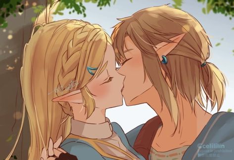 Link And Zelda Kiss, Link Zelda Art, Breath Of The Wild Zelda, Tiny Baby Animals, Legend Of Zelda Characters, Link X Zelda, Zelda Fanart, Princesa Zelda, Legend Of Zelda Art