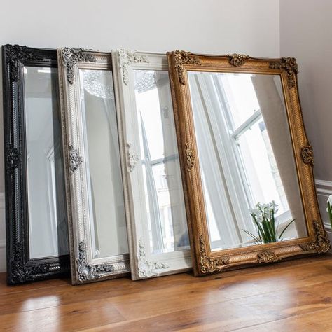 Abbey Silver Wall Mirror | Dunelm Interior Bedroom Design, Spare Room Ideas, Landscape Glass, Long Mirror, Baroque Frames, Silver Wall Mirror, Beautiful Dance, Leaner Mirror, Gold Baroque