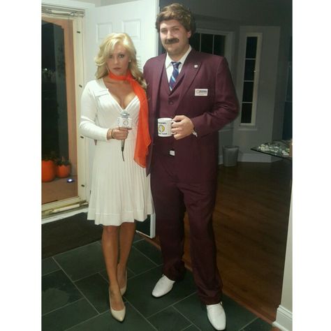 John and I reporting to you live this halloween.. Stay classy San Diego #couplescostume #halloween #halloween2015 #costume #Halloweencostume #groupcostume #veronicacorningstone #ronburgundy #anchorman Anchorman Halloween Costumes, Ron Burgundy And Veronica Costume, Anchorman Couples Costume, Anchorman Costume, Epic Halloween Costumes, Ron Burgundy, Couple Costume, Couple Costumes, Couples Costume