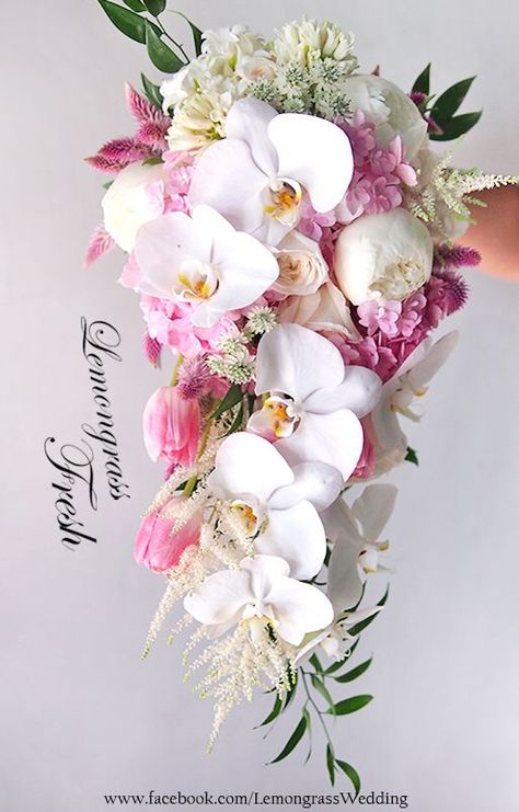 Waterfall Bouquet, Orchid Bouquet Wedding, Wedding Bouquet Ideas, Cascading Bridal Bouquets, Spring Wedding Bouquets, Cascading Wedding Bouquets, Orchid Bouquet, Bridal Bouquet Flowers, Orchid Wedding