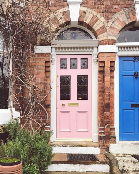 Farrow & Ball Nancy's Blushes Front Door Paint Color Pink Color Scheme Pink Doors, Timber Front Door, Front Door Plants, Victorian Front Doors, Pink Front Door, Traditional Front Doors, Pink Paint Colors, Front Door Paint Colors, Door Paint Colors