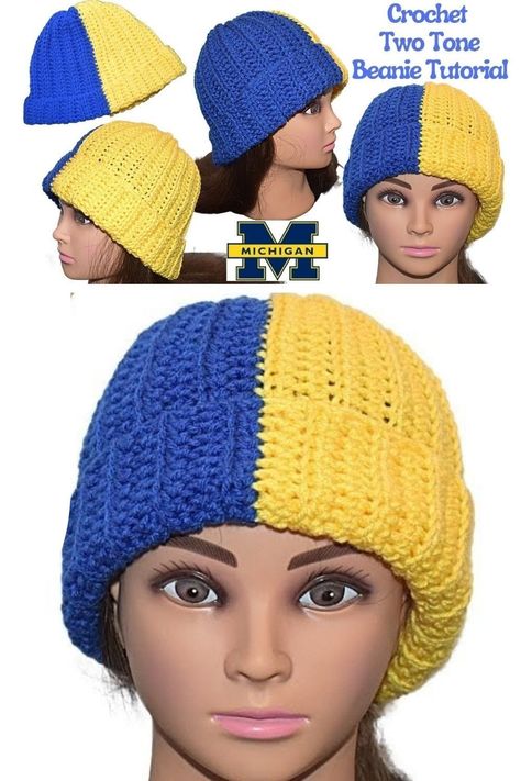 How to Crochet a Two Tone Hat Tutorial #crochet #crochethat #crochethats #crochetbeanie #crochethatpattern #crochetpattern Hat Crochet Tutorial, Two Tone Beanie, Beanie Hat Crochet, Easy Crochet Hat, Crocheted Hats, Hat Tutorial, Easy Crochet Patterns Free, Crochet Beanie Hat, Crochet Tutorials