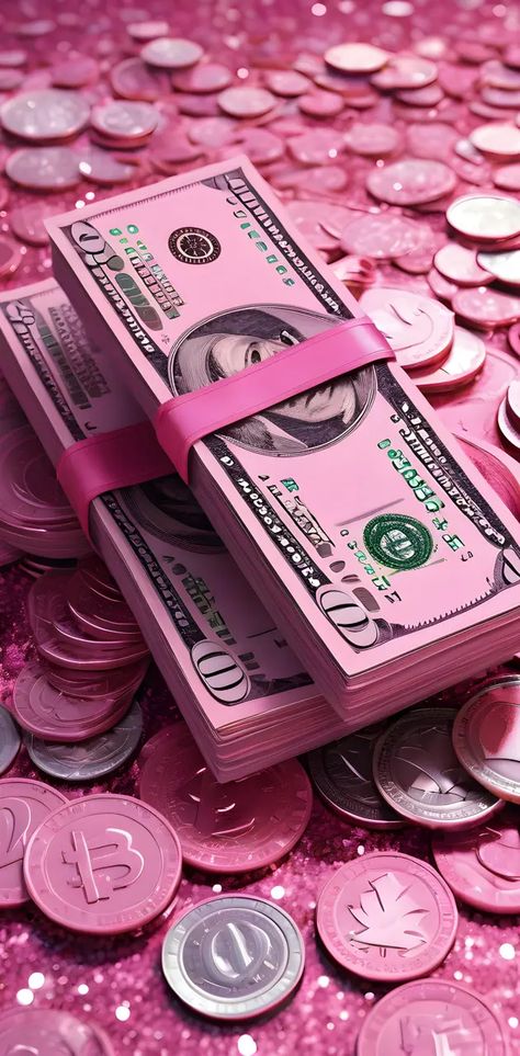 Pink Aesthetic Money Wallpaper, Nice Wallpaper For Phone Aesthetic, Dollar Bill Illustration, Love And Money Wallpaper, Pink Aesthetic Wallpaper Barbie, Money Aesthetic Wallpaper Iphone, Stacks Of Money Aesthetic, Pink Dollar Bills, Pink Money Wallpaper