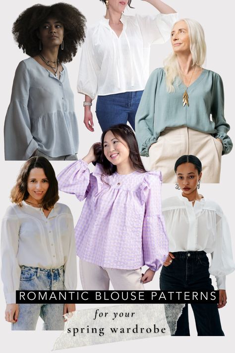 Fitted Blouse Sewing Pattern, Romantic Sewing Patterns, Boho Blouse Pattern, Blouse Sewing Patterns, Things To Sew, Blouse Sewing Pattern, Blouse Sewing, Blouse Ideas, Sewing Blouses