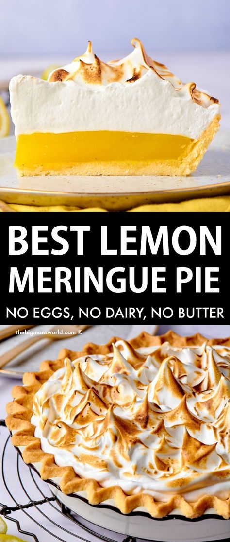 Egg Free Meringue, Gf Lemon Meringue Pie, Healthy Lemon Meringue Pie, Vegan Lemon Pie Filling, Vegan Meringue Pie, The Best Lemon Meringue Pie, Vegan Lemon Curd Tart, Aquafaba Recipes Vegan, Eggless Meringue Recipe