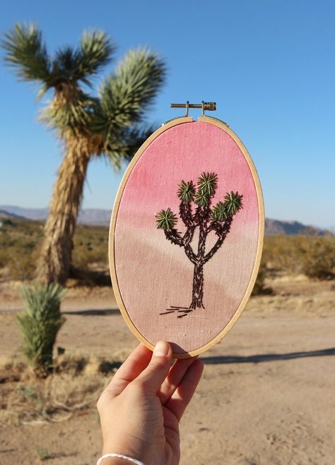 Joshua Tree Embroidery, Desert Embroidery, Embroidery Icons, Desert Nature, Landscape Embroidery, Tree Embroidery, Abstract Embroidery, Embroidery Wall Art, Woodland Art