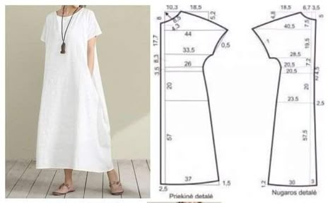 Tunik Linen, Linen Dress Pattern, Simple Dress Pattern, Japanese Sewing Patterns, Dress Patterns Diy, Sewing Clothes Women, Couture Sewing Techniques, Sew Ins, Couture Sewing