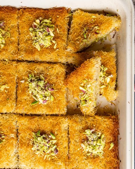 Pistachio Kadayif Dessert Kadaif Recipe - Give Recipe Turkish Recipes Desserts, Pistachio Syrup, Cabbage Casserole Recipes, Albanian Recipes, Turkish Baklava, Middle Eastern Desserts, Baklava Recipe, Turkish Desserts, Sweet Food