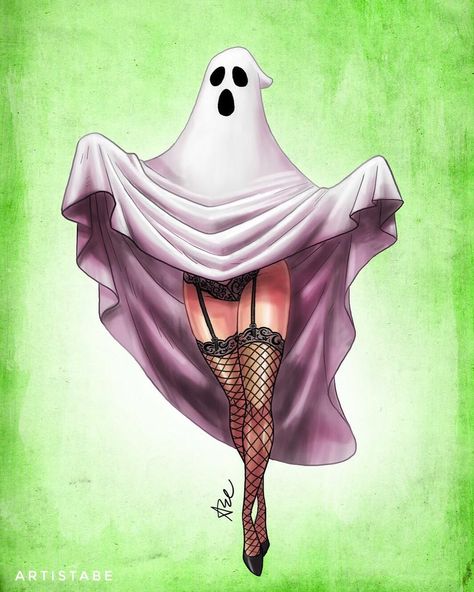 Sexy Sheet Ghost 3 Of 3! 👻😘 I’ve always wondered what’s under those sheets. 🤔 Prints available in my shop! (Link in Bio)  #Halloween… Healthy Conflict, Halloween Pin Up, Silver Shamrock, Modele Fitness, Sheet Ghost, Horror Tattoo, Goth Art, Halloween Drawings, Halloween Tattoos