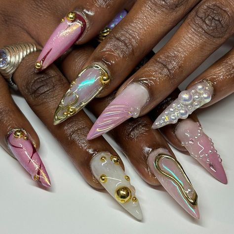 one more time for the one time! swipe to the end for the moodboard/inspo 🧜🏾‍♀️🫧✨🐚 #nailart #nailinspo #gelxnails #londonnailtech #mermaidnails Genre Nails, Biab Nail Art, Biab Nail, Nails Aesthetics, Different Vibes, Moodboard Inspo, London Nails, Nails Aesthetic, Grunge Nails