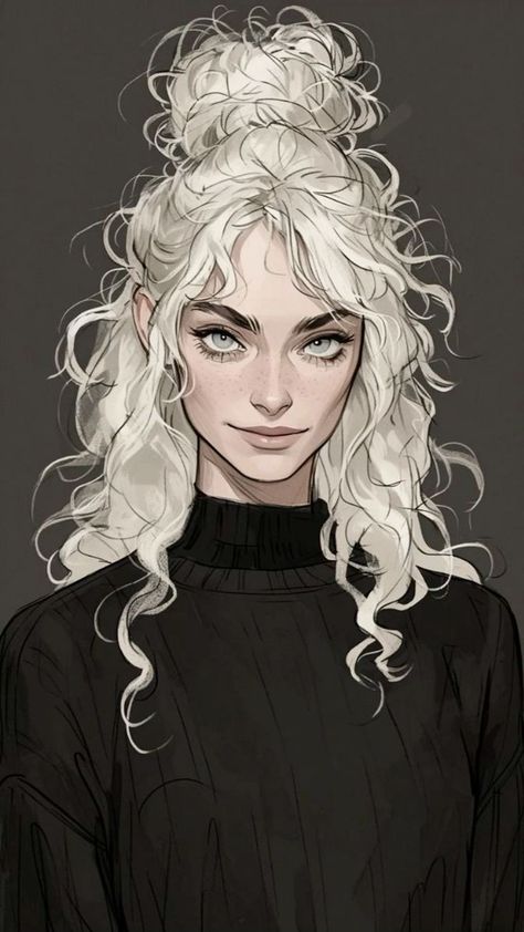 D&d Portrait, Character Drawing Face, Oc Drawing Reference, Ocs Character Design, Black Hair Character, Character Design Modern, Oc Character Design, Girl Character Design, Blonde Hair Characters