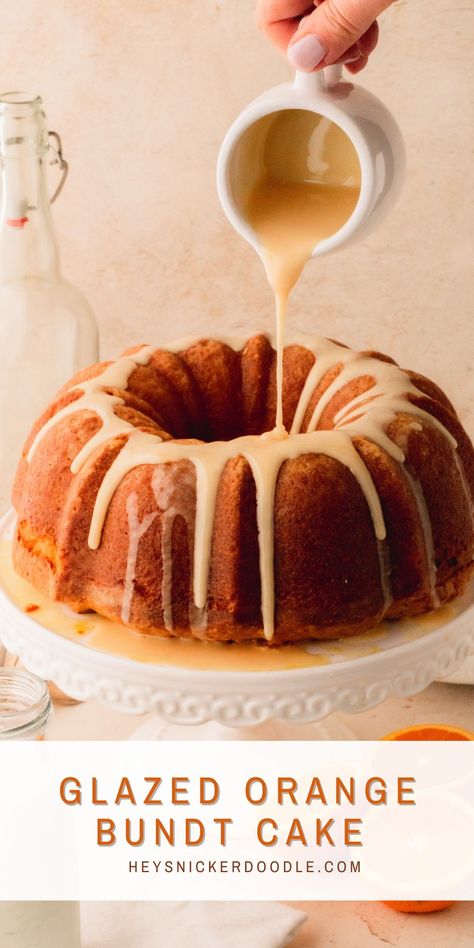 This Glazed Orange Bundt Cake is a slice of heaven that you are going to love! This delicious and tender cake is infused with the vibrant flavor of orange zest which makes each bite a burst of citrusy goodness. It gets not one, but two delicious glazes. The sugar glaze coats the cake with a sweet and glossy finish, while the powdered sugar glaze adds an elegant touch and an extra hint of sweetness. Orange Bunt Cake, Orange Glaze Cake, Bundt Cake Glaze, Lemon Pistachio Cake, Chocolate Raspberry Brownies, Orange Bundt Cake, Powdered Sugar Glaze, Raspberry Brownies, Glaze For Cake