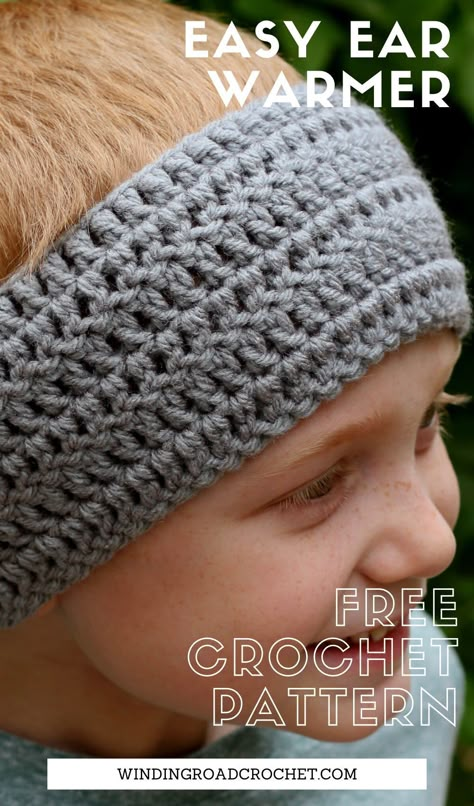 Free crochet pattern and video tutorial by Lindsey at Winding Road Crochet for a quick and easy crochet ear warmer. This pattern is great for beginner crocheters. Crochet Ear Warmer Free Pattern Easy Knit Headband, Crochet Headband Ear Warmer Free Pattern, Head Bands Crochet Pattern Free, Crochet Ear Covers Free Pattern, Crochet Headband Ear Warmer Free, Simple Crochet Ear Warmer Free Pattern, Crocheted Headband Patterns Free, Crochet Ear Warmers For Men, Quick Crochet Ear Warmer Pattern