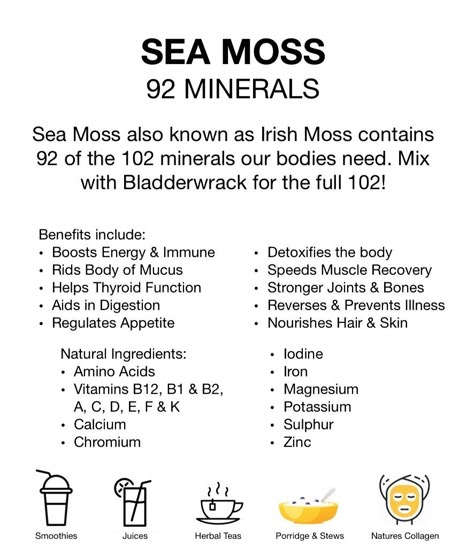 Sea Moss Gel, Herbal Healing, Herbs For Health, Sea Moss, Health Knowledge, Holistic Nutrition, Natural Health Remedies, Healing Herbs, Natural Medicine