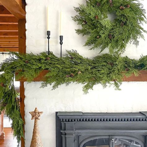 Eucalyptus And Pine, Natural Forest, Holiday Greenery, Pine Garland, The Staircase, Faux Greenery, Greenery Garland, Christmas Mantle, Purple Rose