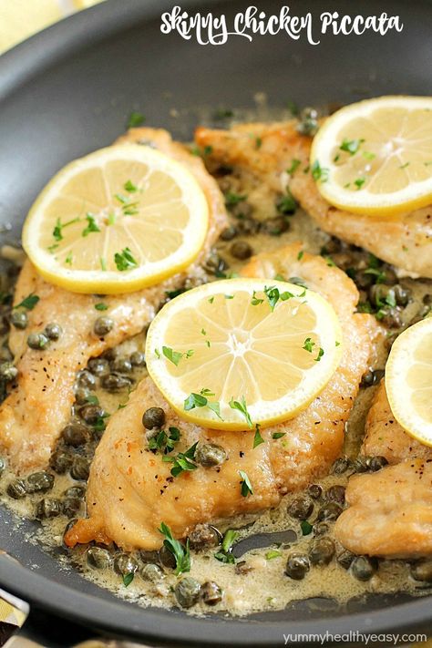 This "Skinny" Chicken Piccata is easy enough to make on a busy weeknight but also fancy enough to make when you have company over! Plus it's a skinny version, which makes it even better! Healthy Chicken Piccata, Chicken Piccata Healthy, Piccata Recipe, Chicken Piccata Recipe, Chicken Piccata, Dukan Diet, Angel Hair, Chicken Cutlets, Recipe Healthy