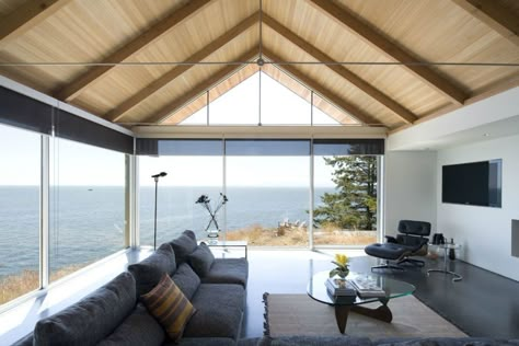 Ridge Beams and Ridge Boards: Modern Structural Solutions for A-Frames Bowen Island, A Room With A View, Coastal Modern, Modern Beach House, Island House, Room With A View, Vaulted Ceilings, Wood Ceilings, Vaulted Ceiling