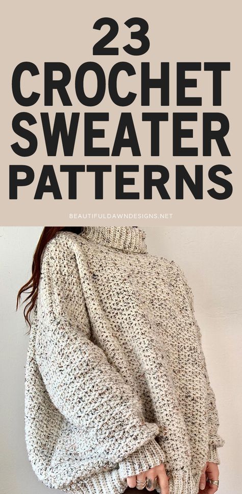 Crochet Sweater With Chunky Yarn, Crochet Chenille Sweater Pattern, Velma Sweater Crochet Pattern, Baggy Sweater Crochet Pattern, Crochet Sweater One Color, Crochet Sleeves On Sweatshirt, Chunky Crochet Sweater Pattern Free Easy, Turtleneck Sweater Crochet Pattern, Crochet Sweater Template