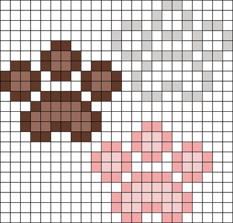 Paw Print Pixel Art, Paw Pixel Art, Brown Pixel Art, Diy Kandi, Kandi Cuff, Pattern Maker, Hama Beads Design, Paw Pattern, Pixel Drawing