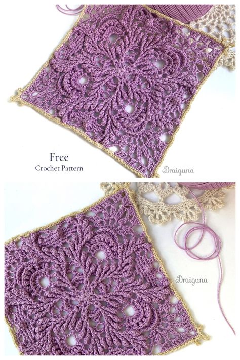 Eramyst Square Free Crochet Pattern - DIY Magazine Doily Ideas, Square Doily, Crochet Project Free, Sewing Circles, Crochet Blocks, Diy Magazine, Crochet Doily Patterns, Crochet Square Patterns, Crochet Mandala