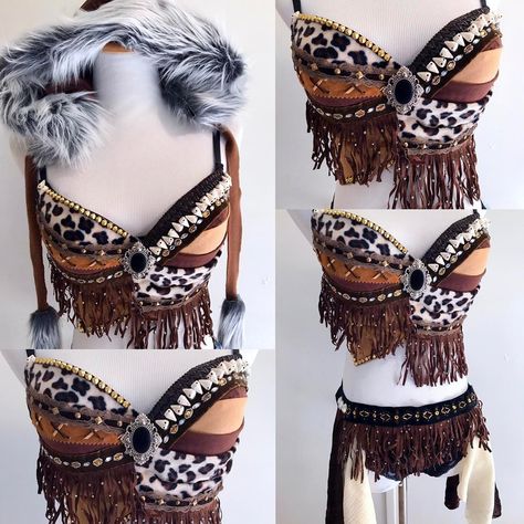 Cave Woman Inspired! Halloween is fast approaching and already booking up many slots! Place your custom order today via- email at… Cave Women Costume, Cave Woman, Ooga Booga, Cave Women, Lost Lands, Vegas Shows, Warrior Princess, Festival Outfit, Festival Bra