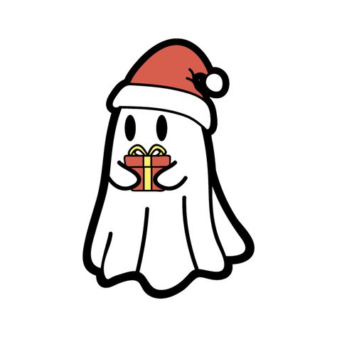 Emo Christmas, Sweet Expression, Christmas Ghost, Christmas Illustrations, Little Ghost, Gift Package, The Ghost, Fun Christmas, Christmas Hat