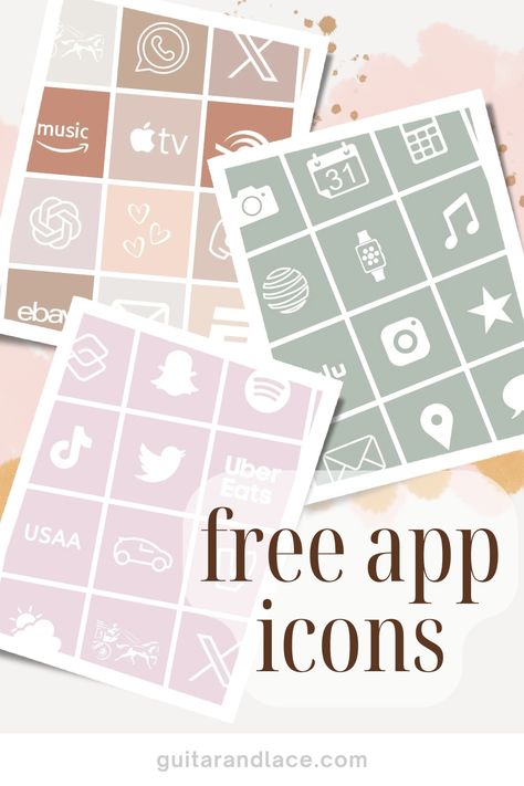 Free Aesthetic App Icons for iPhone, Android, iPads and any device that allows you to customize your app icons! Neutral app icons to create a clean home screen aesthetic. Clean Home Screen, Christmas Phone App Icons, Neutral App Icons, App Icons Neutral, Android App Icon, App Icons For Iphone, Icons For Iphone, Home Screen Aesthetic, Android Icons