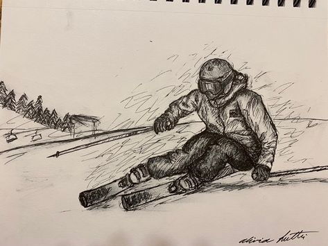 Ski Sketch Drawings, Kinco Gloves Drawing, Skiing Sketch, Snowboarding Drawing, Ski Tattoo Ideas, Ski Sketch, Skier Drawing, Skiing Drawing, Snowboard Drawing