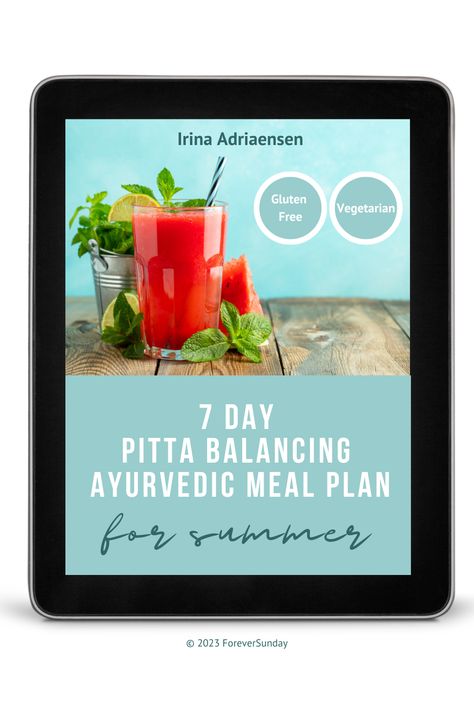 Welcome to the 7 Day Ayurvedic Meal Plan for Pitta! Rebalance your Pitta doṣha with a nourishing, seasonal and balancing meal plan designed specifically for summer. Enjoy delicious recipes full of cooling and energizing ingredients that will reset your body and mind. Click to learn more! Ayurveda Meals, Pitta Balancing, Yoga Nidra Meditation, List Of Spices, Never Satisfied, Pitta Dosha, Ayurvedic Recipes, 7 Day Meal Plan, Get Back On Track