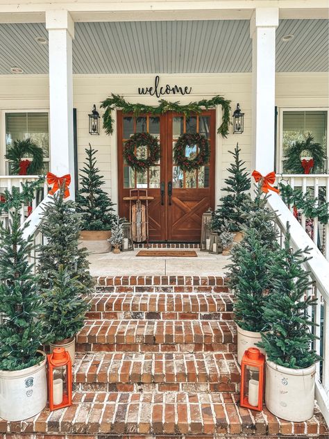 2’ Norfolk Island Pine “Natural … curated on LTK Front Porch Christmas Photos, Christmas Porch Decorations, Norfolk Island Pine, Christmas Porches, Christmas Front Poarch Rugs/may, Modern Farmhouse Ideas, Christmas Doors, Holiday Bedroom, Classic Wreath