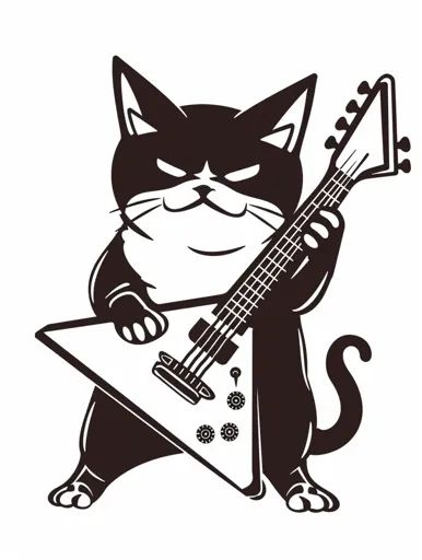 ↑↑↑ Larger size on website 🔸 A black cat with a mischievous grin is playing an electric guitar. The cat is drawn in a cartoon sty 🔸 From Midjourney AI Image Cat With Guitar, Black Cat Playing, Cartoon Black Cat, Cartoon Black, A Black Cat, Cat Playing, Cat Illustration, Cat Tattoo, Cartoon Style