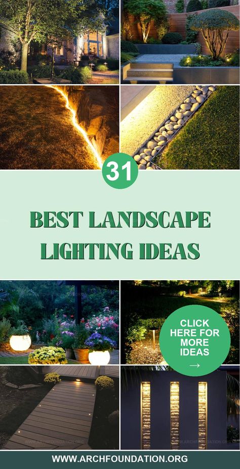 Landscape lighting ideas can transform your garden into an enchanting nighttime haven. Discover how to illuminate your paths, trees, and focal points beautifully. Outdoor Front Yard Lighting Ideas, Landscape Lighting Ideas Around Pool, Garden Stair Lighting, Backyard Landscaping Lights, Landscaping Lights Ideas, Raised Bed Lighting Garden Ideas, Front Garden Lighting Ideas, Outside Solar Lighting Ideas, Backyard Landscape Lighting