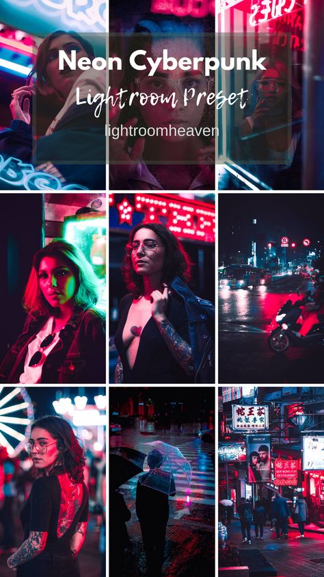 . #Cyberpunk_Neon_City #Cyberpunk_Look #Setting_Photography #Foto_Editing Cyberpunk Neon City, Cyberpunk Look, Foto Editing, Photography Presets, Neon Cyberpunk, Best Free Lightroom Presets, Vintage Lightroom Presets, Vintage Photo Editing, Neon City