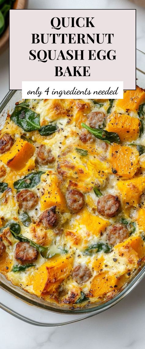 Image for Butternut Squash Egg Bake Butternut Squash And Eggs, Breakfast With Butternut Squash, Butternut Squash Egg Bake, Zucchini Egg Bake Breakfast, Thanksgiving Egg Bake, Butternut Squash Breakfast Casserole, Breakfast Spaghetti Squash, Squash And Eggs Recipes, Turkey Egg Bake