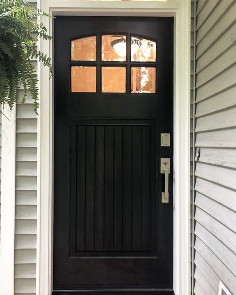 UberDoors on Instagram: “A new front door is one of the best ways to enhance your curb appeal. This arch-top look makes for a charming entryway upgrade, don’t ya…” Charming Entryway, Craftsman Style Front Doors, Craftsman Exterior Door, Craftsman Front Door, Exterior Front Door Colors, Country Front Door, Solid Wood Door, Rustic Front Door, Fiberglass Exterior Doors