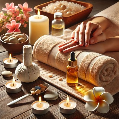 A relaxing spa setting with a massage table, soft towels, and candles, representing the benefits of massage and reflexology for physical and emotional relaxation Benefits Of Mindfulness, Aromatherapy Massage, Holistic Approach To Health, Holistic Care, Beauty Therapist, Massage Benefits, Natural Therapy, Improve Mental Health, Physical Wellness