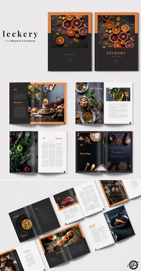 Modern Cookbook Design, Menu Layout Ideas, Cooking Magazine Design, Magazine Food Design, Cook Book Layouts, Cookbook Layout Design Inspiration, Food Catalog Design Layout, Food Catalogue Design, Cook Book Design Ideas