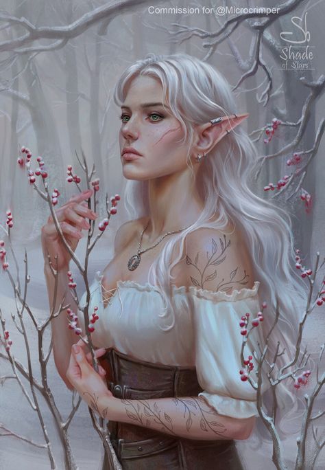 Snow Elf, Elven Queen, Moon Elf, Dnd Elves, Elf Warrior, Elf Characters, Elf Druid, Elves Fantasy, Female Elf