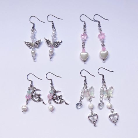 Bead Earrings Diy, Diy Jewelry Rings, Moon Fairy, Beaded Earrings Diy, Fairy Jewelry, Butterfly Kisses, Earrings Diy, Funky Jewelry, Creating Jewelry