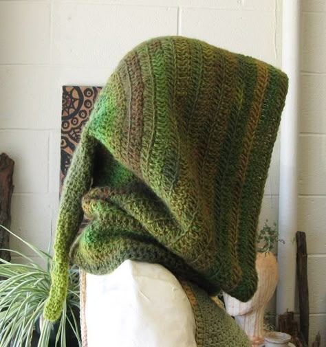 Elven Forest Hood, Crochet Hood, Wool, Elven Hood, Druid, Festival Hood, Warm Hooded Cowl, Medieval Archer, Druidess, Pixie, Green Hood by TheMysticWood on Etsy: Crochet Elven, Medieval Archer, Hood Crochet, Crochet Hat Ideas, Elven Forest, Crochet Hood, Hood Pattern, Hooded Cowl, Hippie Crochet