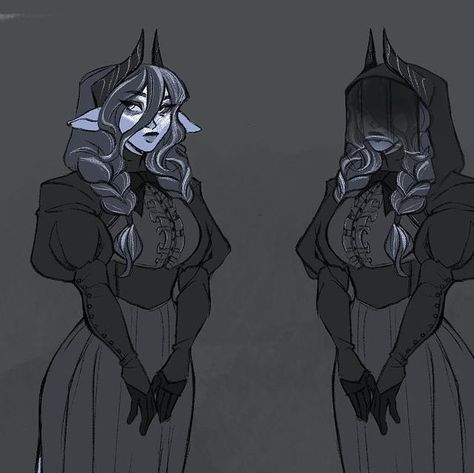 Jimbles on Instagram: "A while back I updated Ophelias design to capture more of her vibe since I got to play her.  Took inspiration from Victorian mourning dresses as it also fit the vibe of mortician more. Pretty happy with where her design is now.  #dnd #dndoc" Dnd Mortician, Victorian Vampire Character Design, Victorian Dnd Character, Dnd Goth, Dnd Cleric Character Design, Dress Character Design, Dnd Dress, Victorian Character Art, Victorian Character Design