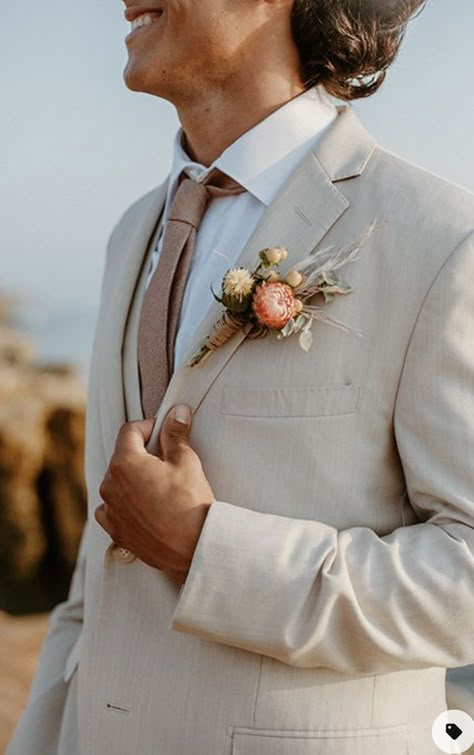 Casual Guy, Wedding At The Beach, Sunset Cliffs San Diego, Neutral Bohemian, Wedding Groomsmen Attire, White Pocket Square, San Diego Elopement, Wedding Tux, Groom Wedding Attire